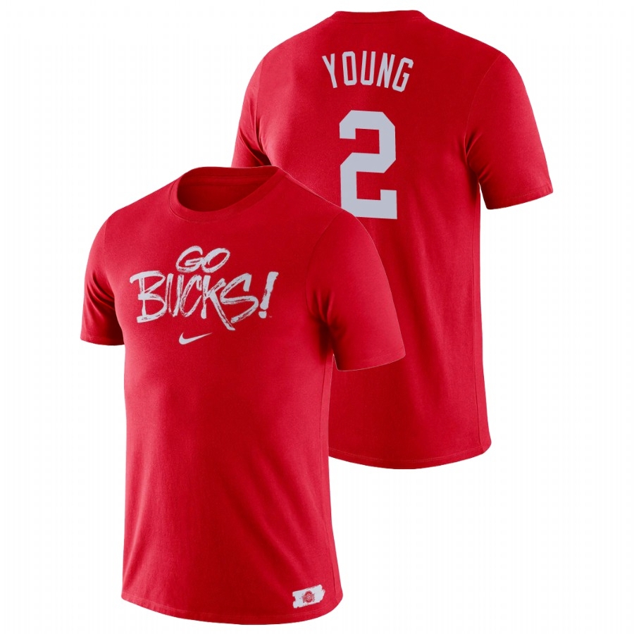 Ohio State Buckeyes Men's NCAA Chase Young #2 Scarlet Brush Phrase College Football T-Shirt CPO2249VE